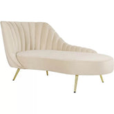 Glam Left-facing Chaise Chair in Orange Suede